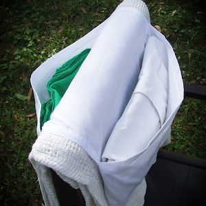 Sobre para el templo SUD con forma de sillín *Algodón/poliéster* Bolsa para el templo para HOMBRES o MUJERES, bolsillo para tarjeta del templo -Cierre de botón- Ropa de investidura organizada