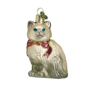 Old World Christmas Himalayan Kitty Gray & White Cat Christmas Ornament 12089