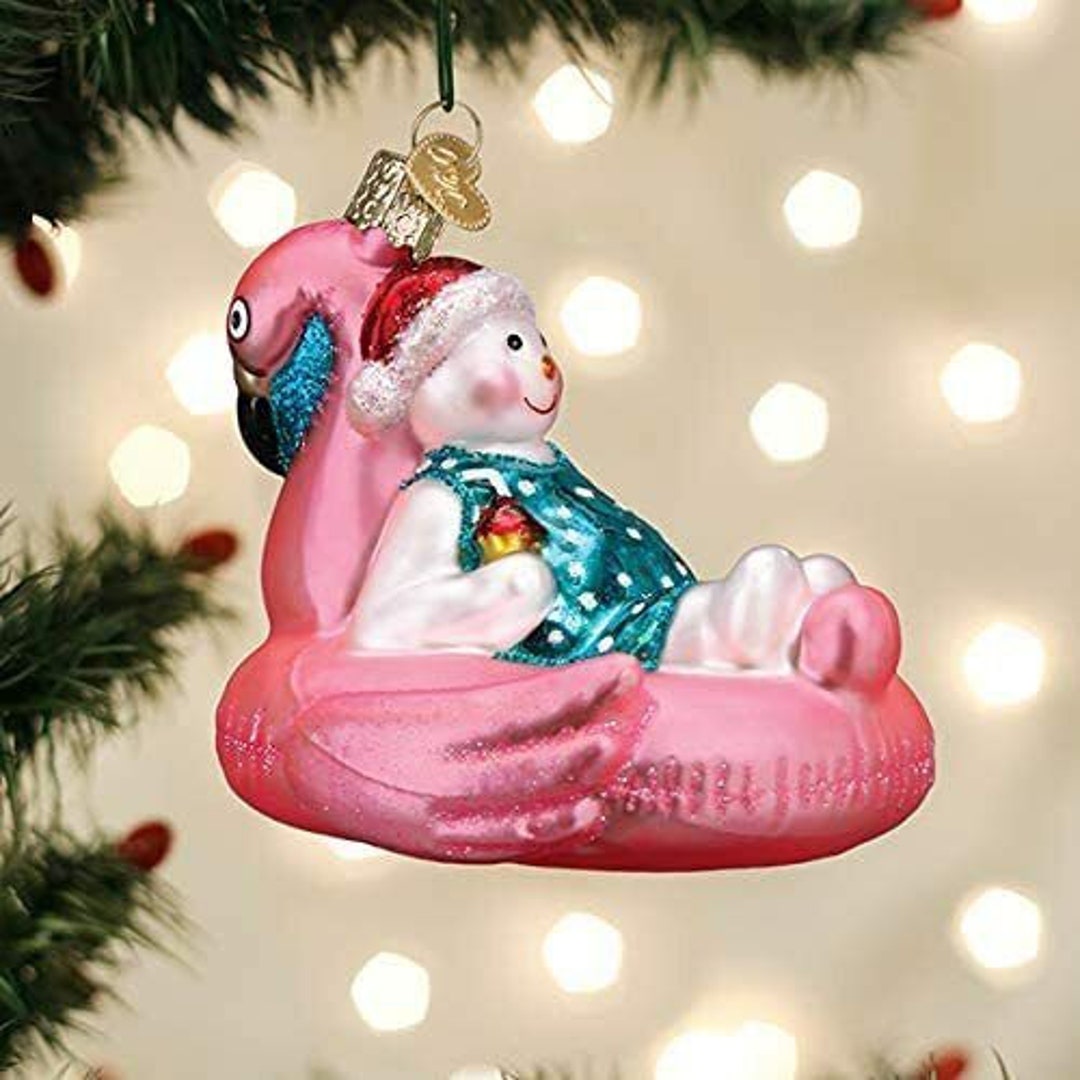 Old World Christmas Pool Float Snowman Glass Christmas Ornament 24205