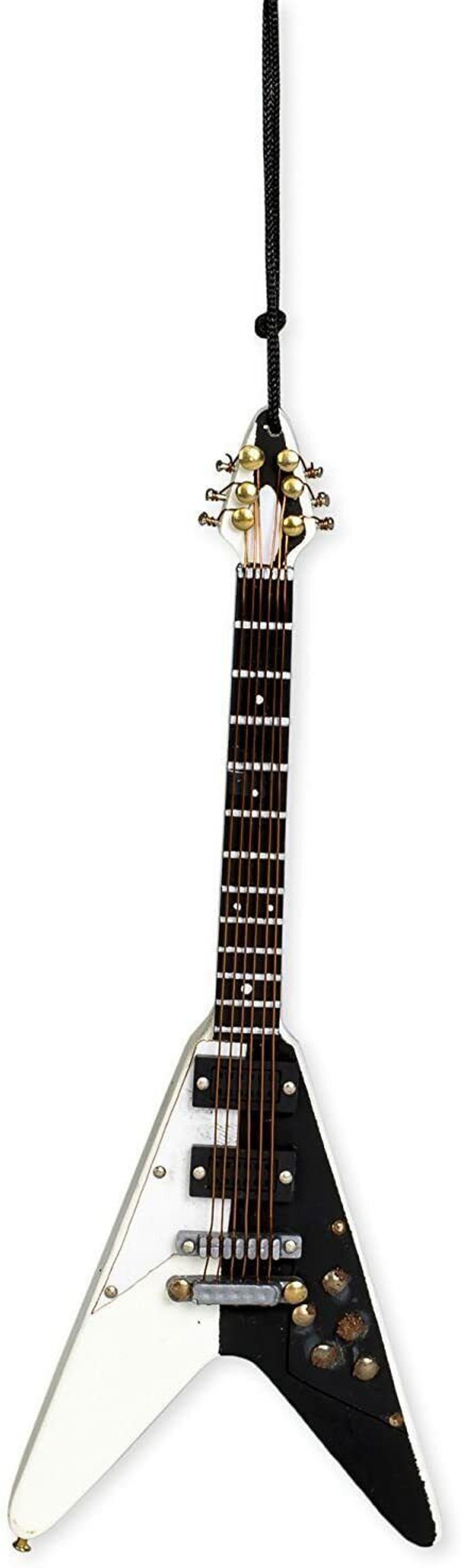 5 Black & White Electric Vguitar Musical Instrument Xmas Ornament Gift