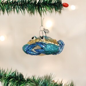 Old World Christmas Blue Crab Glass Christmas Ornament 12184