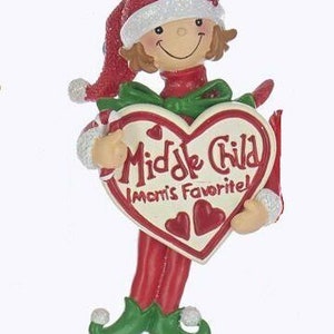 Mom's Favorite Middle Child Girl Holding Heart Christmas Ornament