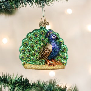 Old World Christmas Proud Peacock Glass Christmas Ornament 16074