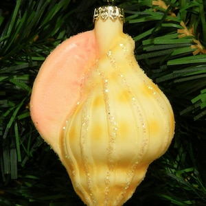 Hand Blown Glass Conch Shell Seashell Coastal Nautical Christmas Tree Ornament