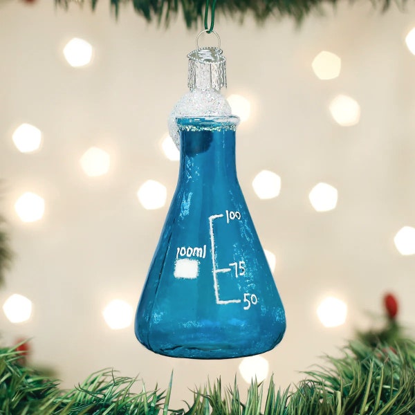Old World Christmas Science Beaker Blown Glass Christmas Ornament 36238