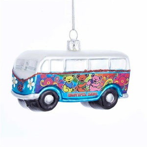 Kurt Adler 4" Glass Grateful Dead™ Vw Bus W/Dancing Bears Xmas Ornament Gd4141