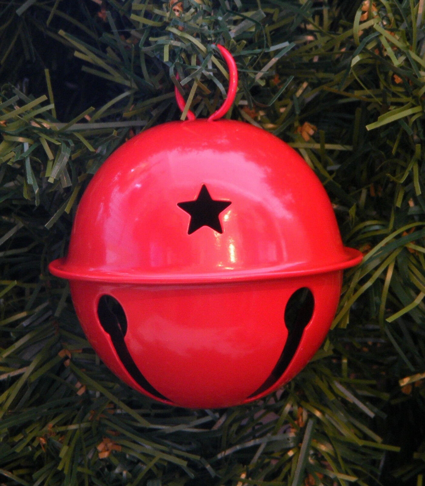 Jumbo Red Metal Tin Large 10 Jingle Bell Christmas Decorating