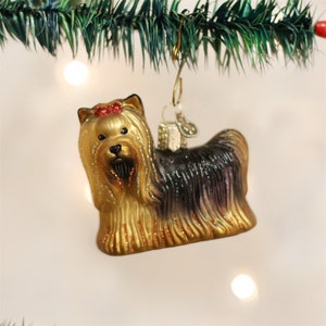 Old World Christmas Yorkie Yorkshire Terrier Dog Glass Christmas Ornament 12151