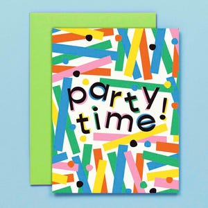 Hora de fiesta • Tarjeta de cumpleaños con patrón de confeti abstracto colorido • por @mydarlin_bk