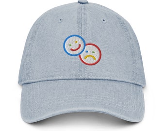 All Mixed Up Colorblock Smileys Embroidered Denim Hat