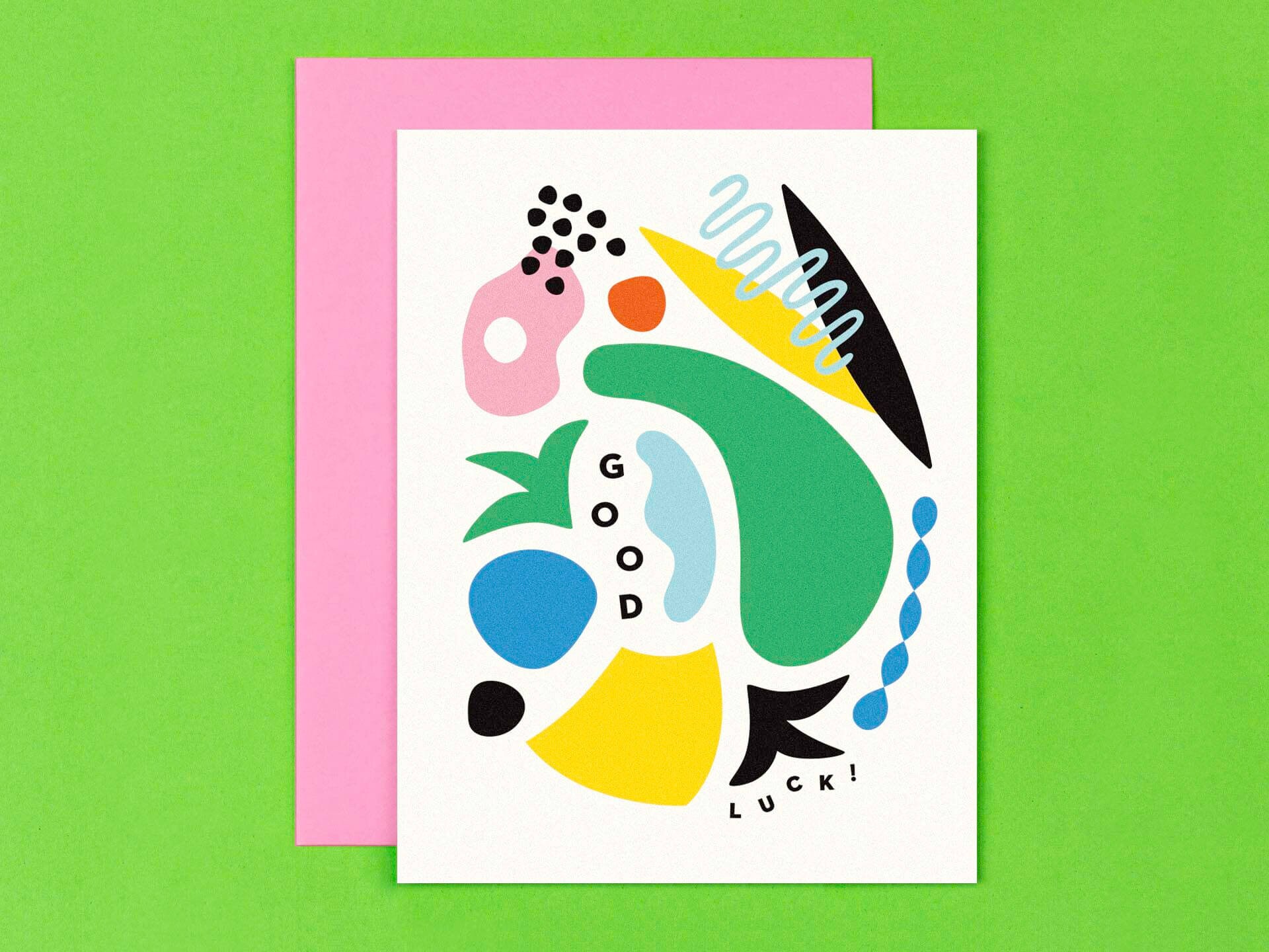 Good Luck Shapes • Colorful Abstract Shapes Good Luck Card, Goodbye ...