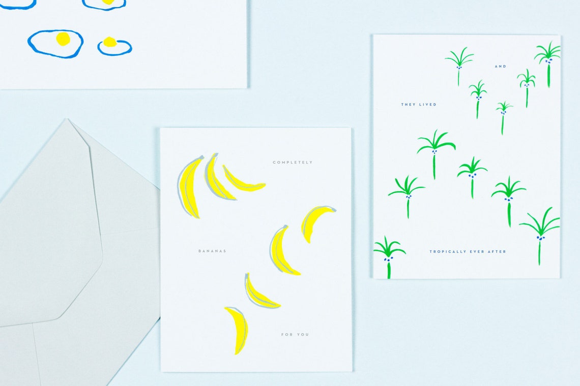 Illustrated Bananas Anniversary Card or Love Card Valentines | Etsy