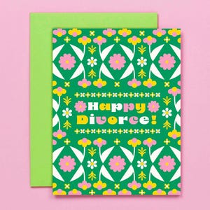 Feliz divorcio • Tarjeta de divorcio con estampado floral retro y rústico • por @mydarlin_bk