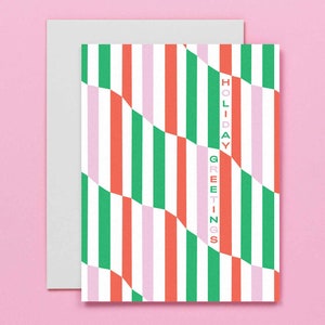 Holiday Stripes • Abstract Pattern Holiday Card or Boxed Set of 8 Contemporary Holiday Cards • by @mydarlin_bk