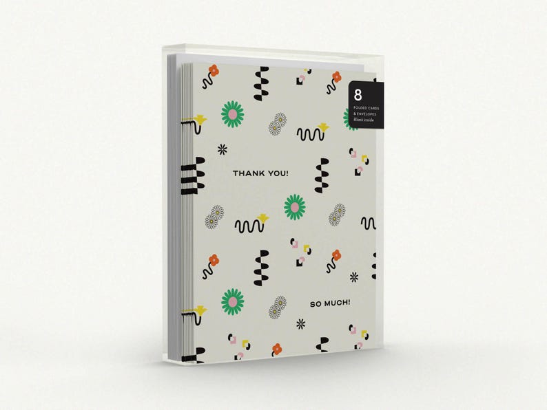 Carte de remerciements • Formes abstraites et motif floral Cartes de remerciement ou jeu de cartes de remerciement • par @mydarlin_bk image 3