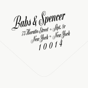 Sello de remitente - Sello de caligrafía moderna - Sello personalizado - Boda al estilo del Hollywood clásico - Estilo moderno de mediados de siglo - Sello de goma - Spencer n.° 1
