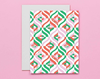 Holiday Chatter • Typographic Abstract Pattern Holiday Card or Boxed Set of 8 Contemporary Holiday Cards • by @mydarlin_bk