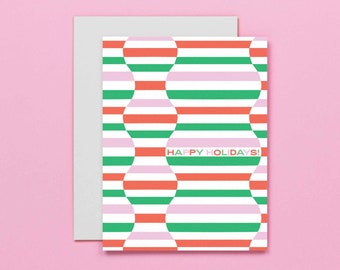 Holiday Waves • Abstract Pattern Holiday Card or Boxed Set of 8 Contemporary Holiday Cards • by @mydarlin_bk