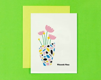 Terrazzo Vase Thank You Card • Flower Vase Greeting Card • by @mydarlin_bk