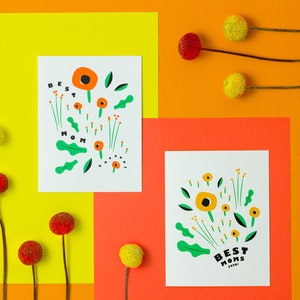 Best Mom Around Mother's Day Card, Mom's Birthday Card, Floral Greeting Card with Poppies Illustration by mydarlin_bk image 3