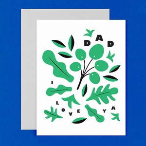 Feuilles de papa, carte botanique de fête des pères avec illustration de feuilles • Papa, je t'aime • Carte de fête des pères papa végétal • par @mydarlin_bk