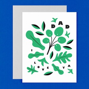 Leaves of Dad, Botanical Father's Day Card with Leaves Illustration Dad I Love Ya Plant Dad Fathers Day Card by mydarlin_bk image 1