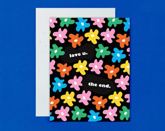 Fairy Tale Ending Colorful Flower Pattern Valentine's Day Card, Anniversary, Wedding, Love, or Friendship Card • by @mydarlin_bk