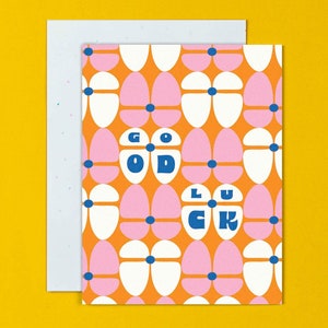 Squish Luck • Carte d'adieu à motif de fleurs rétro, carte de bonne chance, carte de déménagement, carte de nouveau travail ou carte de remise des diplômes • par @mydarlin_bk