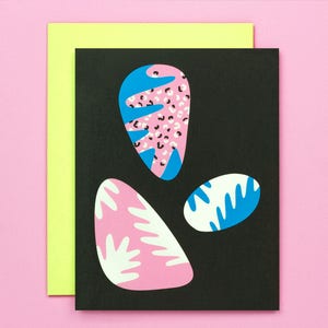 Tarjeta en blanco con guijarros de huevo • Tarjetas abstractas con huevos de Pascua • por @mydarlin_bk