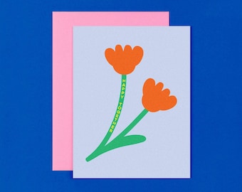 Carte d'anniversaire, de Saint Valentin, d'amour ou de mariage Happy Together Flower Buds