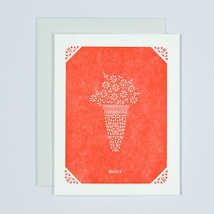 Merci Thank You Card - Merci Cards - Letterpress Thank You Card - Letterpress Cards - Block Print Cards