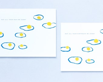 Funny Foodie Birthday Card, Happy Birthday Card with Floating Eggs Illustration, Foodie Birthday Card