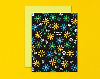 Carte de remerciement fleurs sauvages • Carte de remerciement florale marguerites et fleurs sauvages ou jeu de cartes de remerciement • par @mydarlin_bk