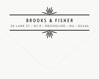 Return Address Stamp Wedding - Custom Stamp Self Inking - Wedding Stamp - Modern Address Stamp - Preppy Deco Calligraphy - Brooks No. 2