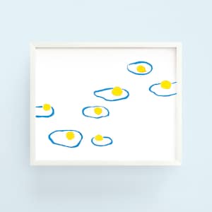 Floating Eggs Art Print, Hand Painted Gouache Illustration, Food Art Print, Foodie Housewarming Gift by mydarlin_bk image 1