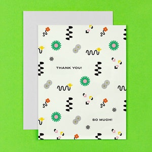 Carte de remerciements • Formes abstraites et motif floral Cartes de remerciement ou jeu de cartes de remerciement • par @mydarlin_bk image 1