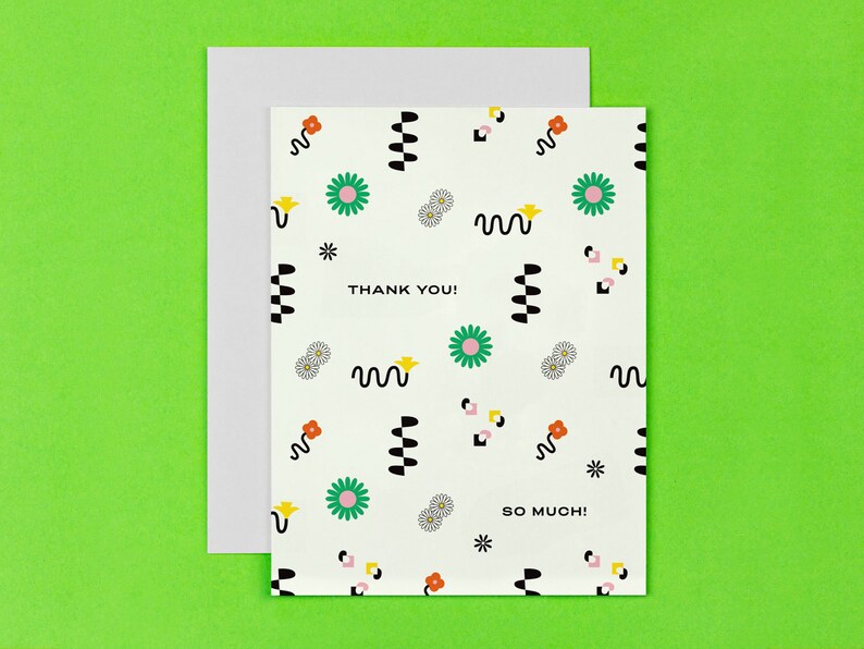 Carte de remerciements • Formes abstraites et motif floral Cartes de remerciement ou jeu de cartes de remerciement • par @mydarlin_bk image 1