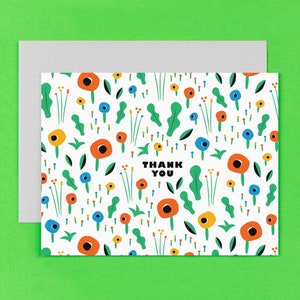 Carte de remerciement ou jeu de cartes de remerciement à motif floral champ de coquelicots • par @mydarlin_bk image 2