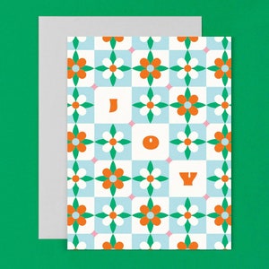 Tarjeta navideña o juego de tarjetas Joy Tiles • Pascuas navideñas Tarjeta navideña con estampado floral vintage o juego de 8 tarjetas navideñas • por @mydarlin_bk
