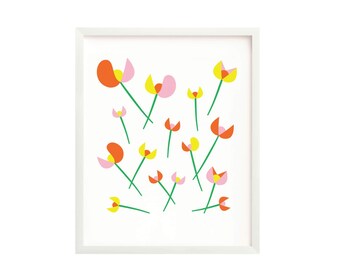 Les Tulipes Flower Giclée Art Print • Bright and Colorful Modern Graphic Floral Tulip Art Print
