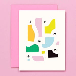 Grazie per i pezzi astratti e le forme, biglietto di ringraziamento tipografico o set di biglietti di ringraziamento • di @mydarlin_bk