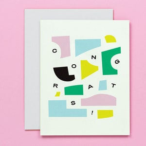Felicitaciones Tarjeta de felicitaciones tipográficas de formas y piezas abstractas • por @mydarlin_bk