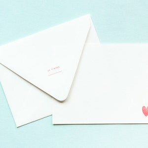 Je T'aime Notevelope Valentines Day Card Anniversary Card Love Card I Love You Letterpress Notecards Heart Cards Printed Envelopes image 3