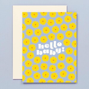 Baby Blooms • Hallo baby retro bloemenpatroon nieuwe babykaart • van @mydarlin_bk