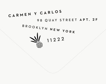 Return Address Stamp Modern - Pineapple Stamp - Custom Stamp - Pineapple Stationery - Wedding Stamp - Tropical - Rubber Stamp - Carmen No. 2