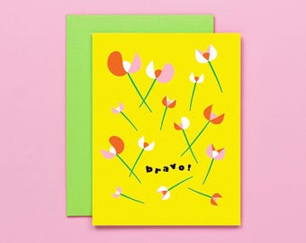 Carte Bravo • Carte Fier of You Fleurs Bravo • Carte florale de félicitations • Carte de félicitations • de @mydarlin_bk