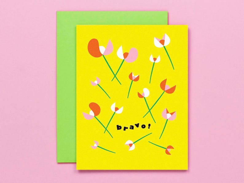 Carte Bravo • Carte Fier of You Fleurs Bravo • Carte florale de félicitations • Carte de félicitations • de @mydarlin_bk image 1