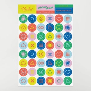 Vinyl stickervel met pictogram in vorm, waterdichte vinylstickers voor laptop, bidon, auto, gereedschapskist, naaiset, dagboek • 4 x 6