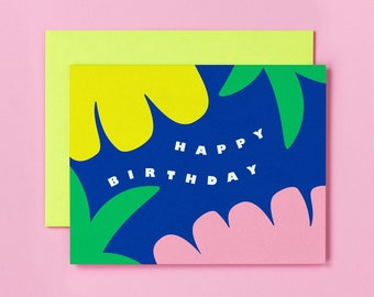 Tropical Birthday Card • Floral Happy Birthday Card • Tropical Greeting Card • by @mydarlin_bk