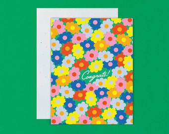 Pop Congrats • Pop Art Floral Pattern Congrats Card • by @mydarlin_bk